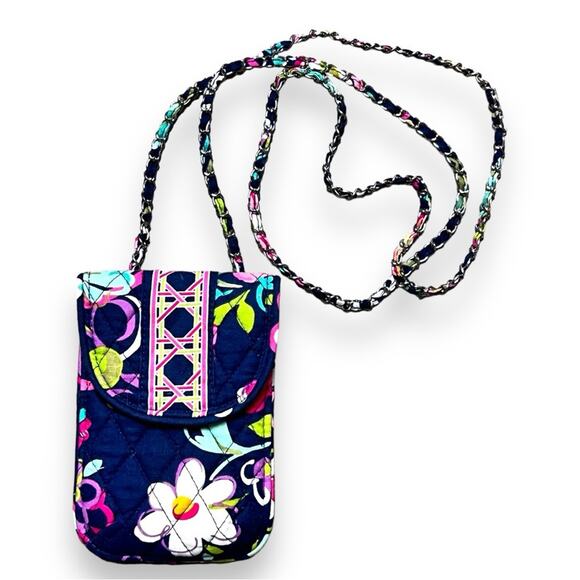 Vera Bradley Mini Navy Quilted Floral Crossbody Bag - Picture 1 of 5